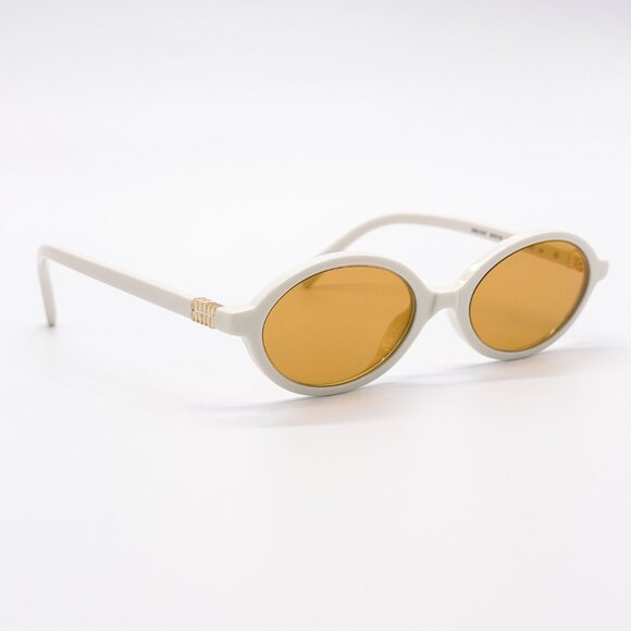 NEW MIU MIU SMU 04Z 14240D OVAL WHITE GOLD WOMEN SUNGLASSES MU04ZS 14240D - Picture 9 of 14